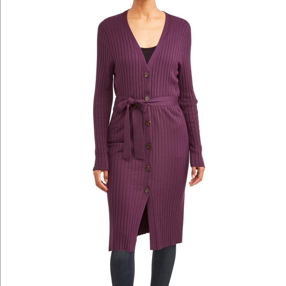Long cardigan with tie